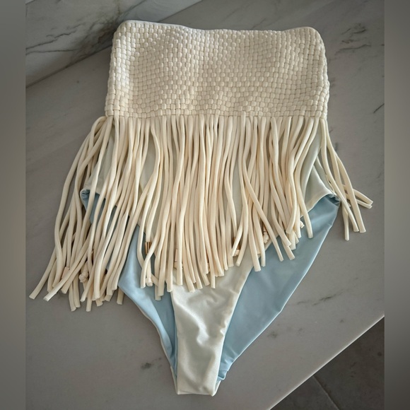 Summer of Spivey - Strapless Fringe One Piece - Cloud - Picture 3 of 6